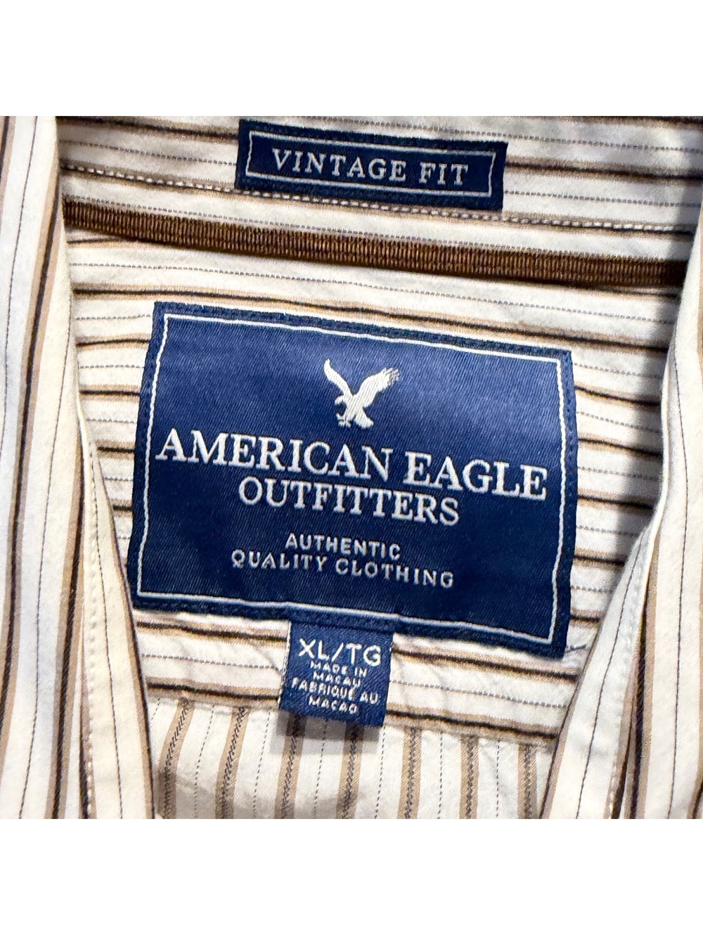 American Eagle Outfitters Vintage Fit Striped Button-Up Long